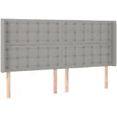 vidaXL Hoofdbord met randen 183x16x118/128 cm stof lichtgrijs