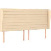 vidaXL Hoofdbord met randen 163x23x118/128 cm stof crèmekleurig