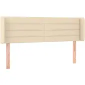 vidaXL Hoofdbord met randen 147x16x78/88 cm stof crèmekleurig