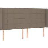 vidaXL Hoofdbord met randen 203x16x118/128 cm stof taupe
