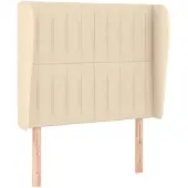 vidaXL Hoofdbord met randen 103x23x118/128 cm stof crèmekleurig