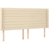 vidaXL Hoofdbord met randen 163x16x118/128 cm stof crèmekleurig