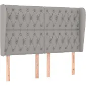 vidaXL Hoofdbord met randen 147x23x118/128 cm stof lichtgrijs