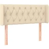vidaXL Hoofdbord met randen 103x16x78/88 cm stof crèmekleurig
