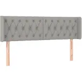 vidaXL Hoofdbord met randen 147x16x78/88 cm stof lichtgrijs