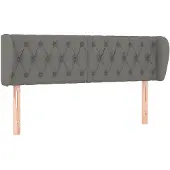 vidaXL Hoofdbord met randen 147x23x78/88 cm stof donkergrijs