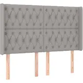 vidaXL Hoofdbord met randen 163x16x118/128 cm stof lichtgrijs