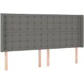 vidaXL Hoofdbord met randen 163x16x118/128 cm stof donkergrijs