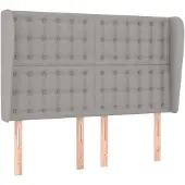 vidaXL Hoofdbord met randen 147x23x118/128 cm stof lichtgrijs