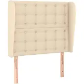 vidaXL Hoofdbord met randen 83x23x118/128 cm stof crèmekleurig