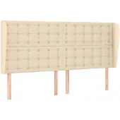 vidaXL Hoofdbord met randen 163x23x118/128 cm stof crèmekleurig