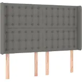 vidaXL Hoofdbord met randen 147x16x118/128 cm stof donkergrijs