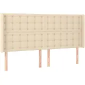 vidaXL Hoofdbord met randen 163x16x118/128 cm stof crèmekleurig