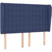 vidaXL Hoofdbord met randen 147x23x118/128 cm stof blauw
