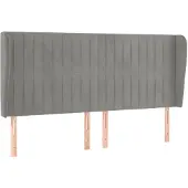 vidaXL Hoofdbord met randen 183x23x118/128 cm fluweel lichtgrijs