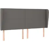vidaXL Hoofdbord met randen 203x23x118/128 cm kunstleer grijs