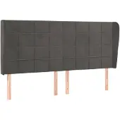 vidaXL Hoofdbord met randen 163x23x118/128 cm fluweel donkergrijs