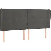 vidaXL Hoofdbord met randen 203x23x118/128 cm fluweel donkergrijs