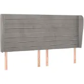 vidaXL Hoofdbord met randen 163x23x118/128 cm fluweel lichtgrijs