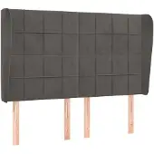 vidaXL Hoofdbord met randen 147x23x118/128 cm fluweel donkergrijs