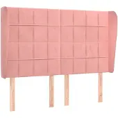 vidaXL Hoofdbord met randen 147x23x118/128 cm fluweel roze