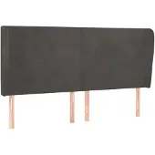 vidaXL Hoofdbord met randen 203x23x118/128 cm fluweel donkergrijs