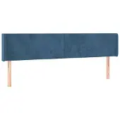 vidaXL Hoofdbord met randen 183x16x78/88 cm fluweel donkerblauw