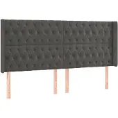vidaXL Hoofdbord met randen 183x16x118/128 cm fluweel donkergrijs