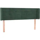 vidaXL Hoofdbord met randen 147x16x78/88 cm fluweel donkergroen