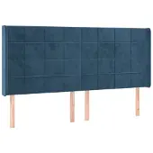 vidaXL Hoofdbord met randen 163x16x118/128 cm fluweel donkerblauw
