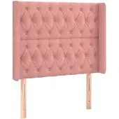 vidaXL Hoofdbord met randen 93x16x118/128 cm fluweel roze