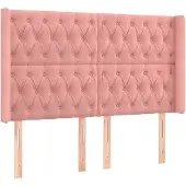 vidaXL Hoofdbord met randen 147x16x118/128 cm fluweel roze