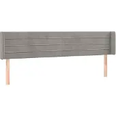 vidaXL Hoofdbord met randen 183x16x78/88 cm fluweel lichtgrijs