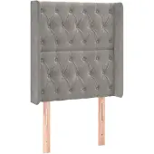 vidaXL Hoofdbord met randen 83x16x118/128 cm fluweel lichtgrijs