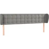 vidaXL Hoofdbord met randen 203x23x78/88 cm fluweel lichtgrijs