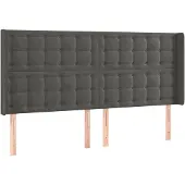 vidaXL Hoofdbord met randen 183x16x118/128 cm fluweel donkergrijs
