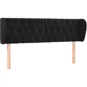 vidaXL Hoofdbord met randen 163x23x78/88 cm fluweel zwart