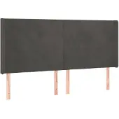 vidaXL Hoofdbord met randen 203x16x118/128 cm fluweel donkergrijs