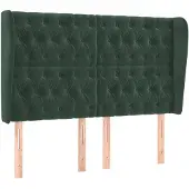 vidaXL Hoofdbord met randen 163x23x118/128 cm fluweel donkergroen