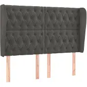 vidaXL Hoofdbord met randen 163x23x118/128 cm fluweel donkergrijs