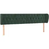 vidaXL Hoofdbord met randen 183x23x78/88 cm fluweel donkergroen