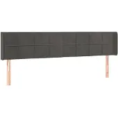 vidaXL Hoofdbord met randen 203x16x78/88 cm fluweel donkergrijs