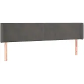 vidaXL Hoofdbord met randen 203x16x78/88 cm fluweel donkergrijs