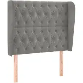 vidaXL Hoofdbord met randen 93x23x118/128 cm fluweel lichtgrijs
