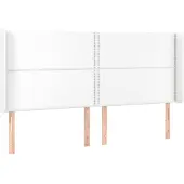 vidaXL Hoofdbord met randen 203x16x118/128 cm kunstleer wit