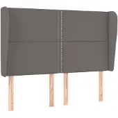 vidaXL Hoofdbord met randen 147x23x118/128 cm kunstleer grijs