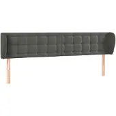 vidaXL Hoofdbord met randen 183x23x78/88 cm fluweel donkergrijs