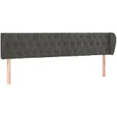 vidaXL Hoofdbord met randen 203x23x78/88 cm fluweel donkergrijs