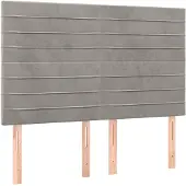 vidaXL Hoofdbord lichtgrijs 144x5x118/128 cm fluweel