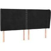 vidaXL Hoofdbord met randen 183x23x118/128 cm fluweel zwart